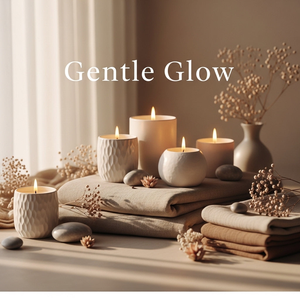 gentle glow healing candles calm clarity soy wax Products: lavender therapy candle, sandalwood journaling candle