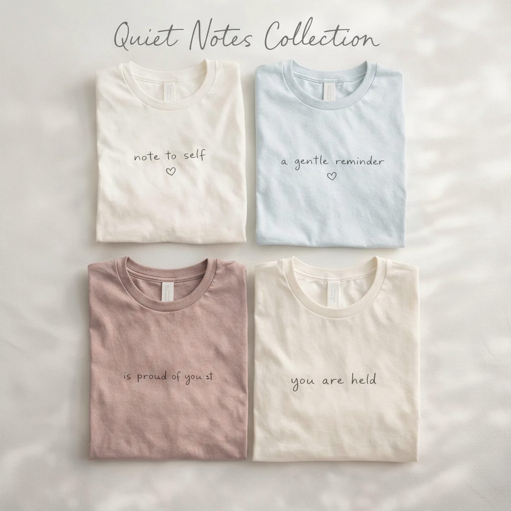 soft reminder clothing gentle affirmation shirts Products: quiet self love tee, subtle healing apparel women