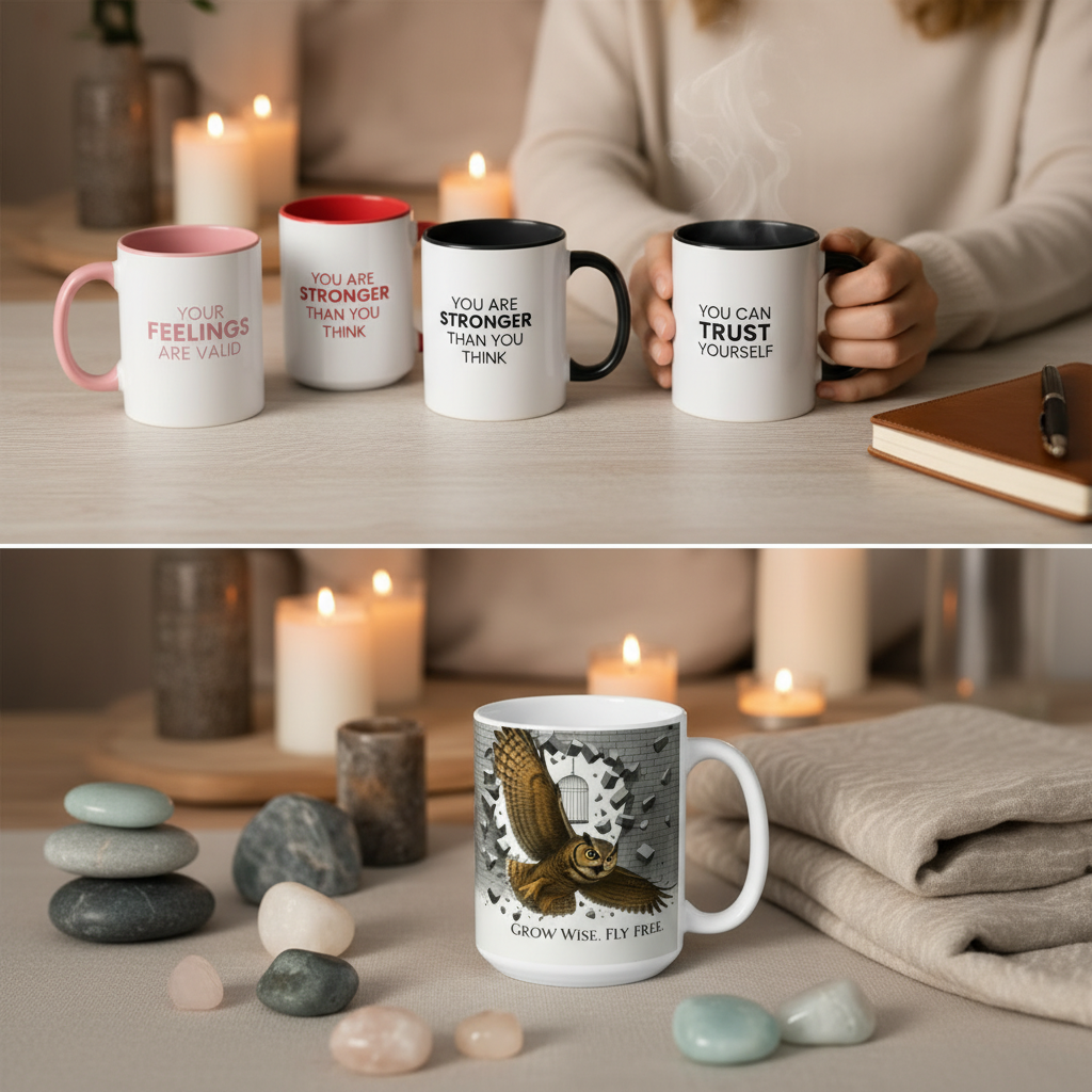soul sips affirmation mugs healing coffee cups Products: self love ceramic mug, original design therapy drinkware
