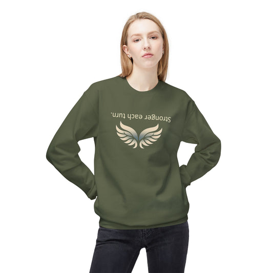 stronger each turn Upside-Down Affirmation Raven Wings Sweatshirt Cozy Crewneck for Bird Lovers, Perfect Gift for Nature Enthusiasts, Casual Wear, All Seasons, Unique Design