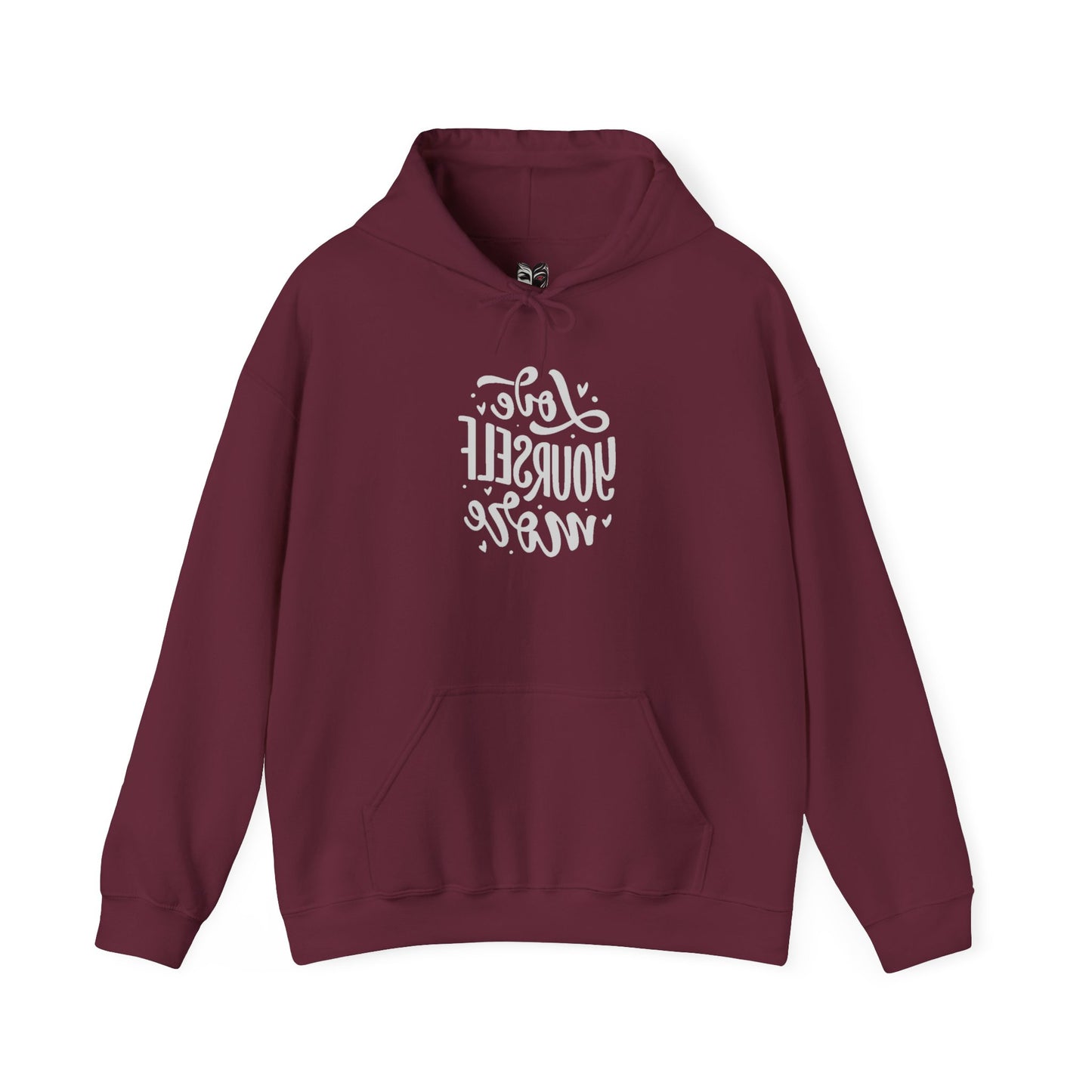 Love Yourself More mirror affirmation hoodie front view