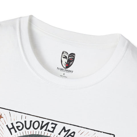 I Am Enough graphic tee detail.