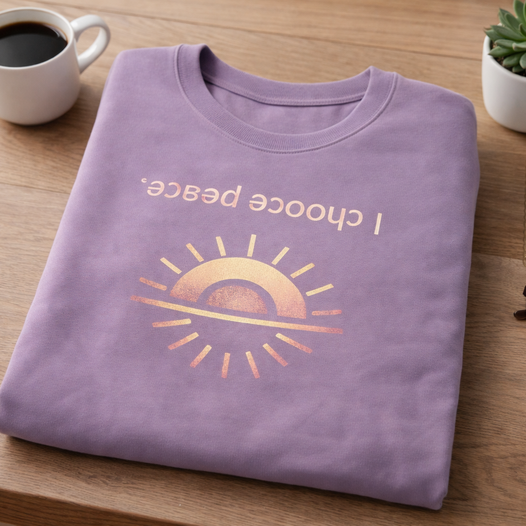 I Choose Peace — Upside-Down Affirmation Crewneck