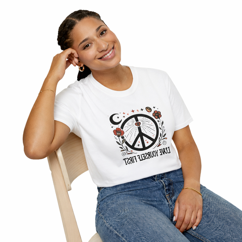 Love Yourself First Mirror Affirmation T-Shirt for Self Love & Healing