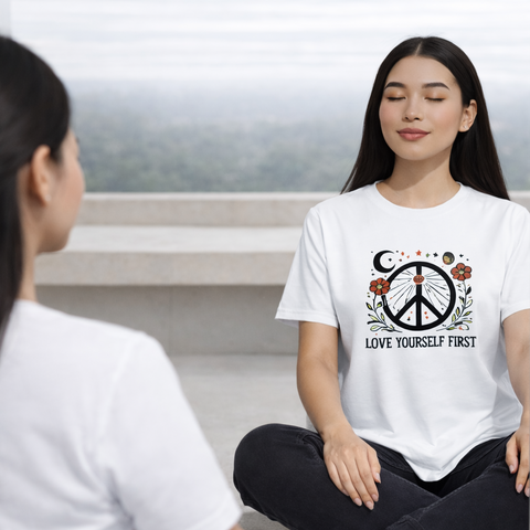Love Yourself First Mirror Affirmation T-Shirt for Self Love & Healing