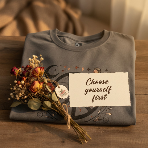 Love Yourself First Mirror Affirmation T-Shirt for Self Love & Healing
