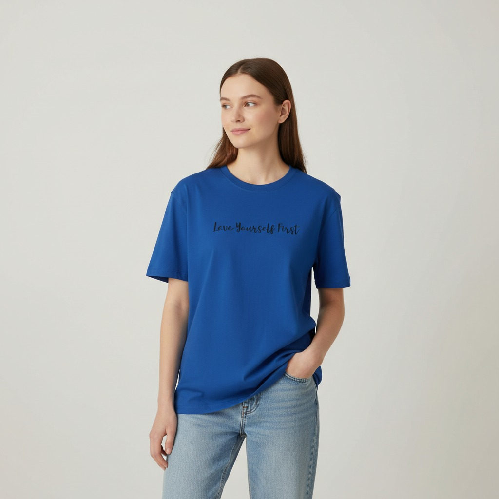 Love Yourself First — Mirror Affirmation Tee (Text Only)