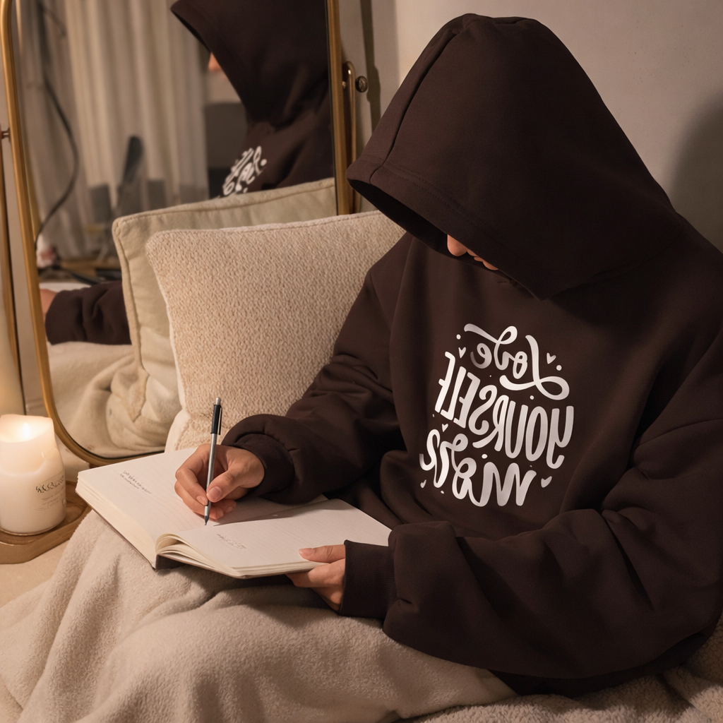 love yourself more mirror affirmation hoodie self love recovery sweatshirt