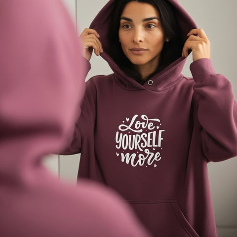 love yourself more mirror affirmation hoodie self love recovery sweatshirt