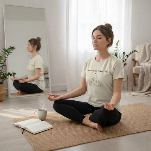 move with intention minimal t-shirt pilates yoga breathable graphic