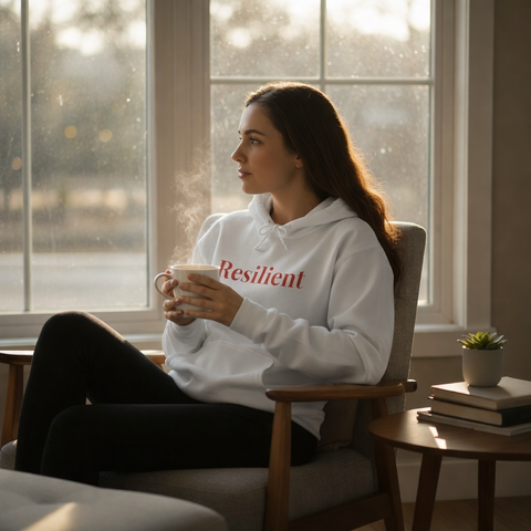 Resilient Embroidered Mirror Hoodie – Premium Oversized Unisex Affirmation