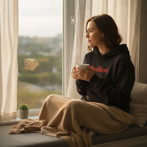 Resilient Embroidered Mirror Hoodie – Premium Oversized Unisex Affirmation