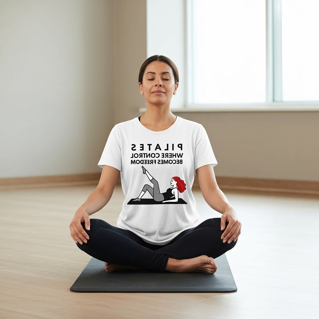 pilates affirmation t shirt where control becomes freedom mirror yoga tee