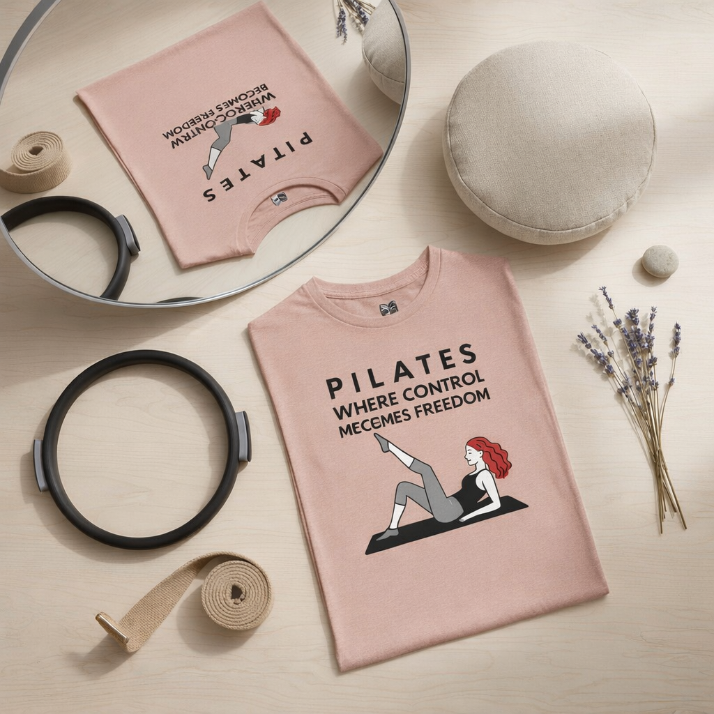 pilates affirmation t shirt where control becomes freedom mirror yoga tee