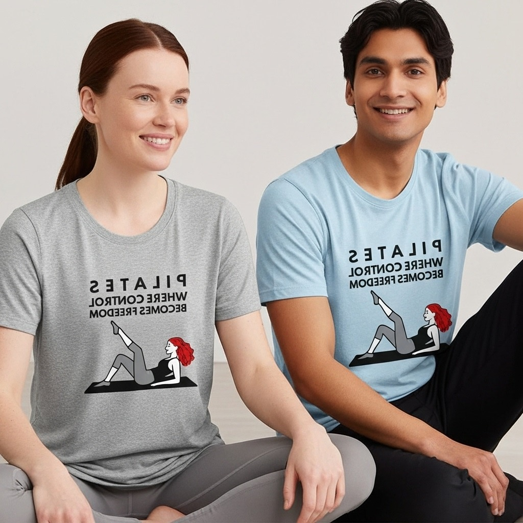 pilates affirmation t shirt where control becomes freedom mirror yoga tee