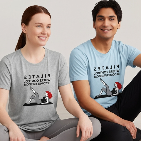 pilates affirmation t shirt where control becomes freedom mirror yoga tee