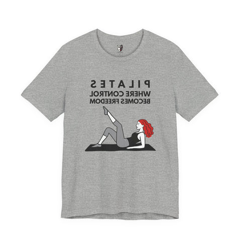 pilates affirmation t shirt where control becomes freedom mirror yoga tee