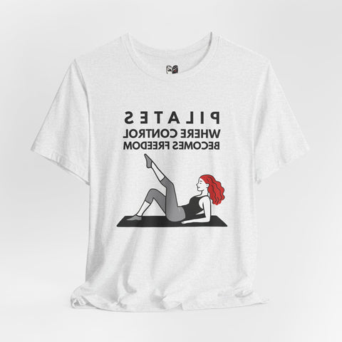 pilates affirmation t shirt where control becomes freedom mirror yoga tee
