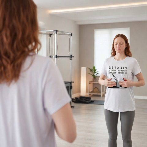 pilates affirmation t shirt where control becomes freedom mirror yoga tee