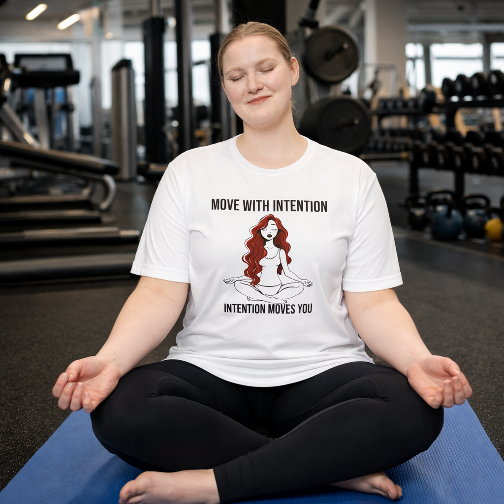 move with intention t-shirt pilates yoga mindful movement graphic