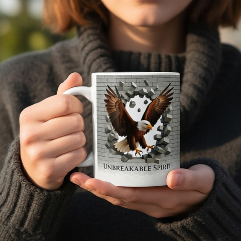 Unbreakable Spirit Eagle Mug | Inspirational Coffee Cup | Strength & Resilience Gift | Spiritual Self Care Mug | Healing Empowerment Mug