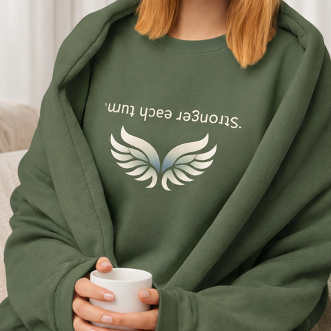 stronger each  turn  Upside-Down Affirmation Raven Wings Sweatshirt  Cozy Crewneck