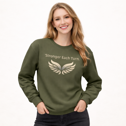 stronger each  turn  Upside-Down Affirmation Raven Wings Sweatshirt  Cozy Crewneck