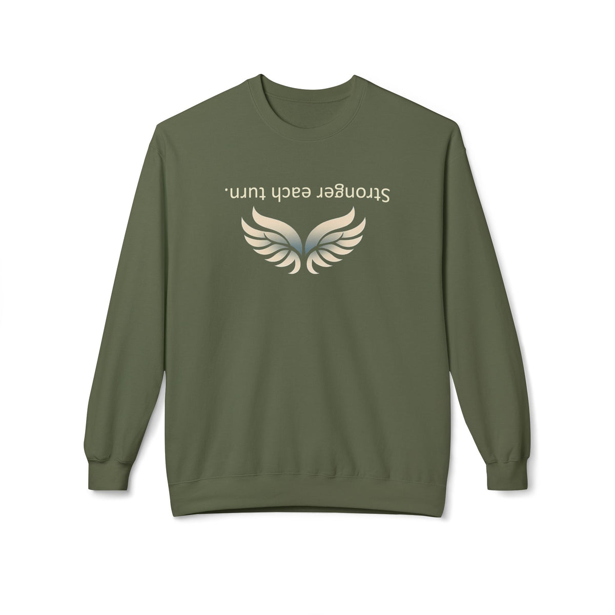 stronger each  turn  Upside-Down Affirmation Raven Wings Sweatshirt  Cozy Crewneck